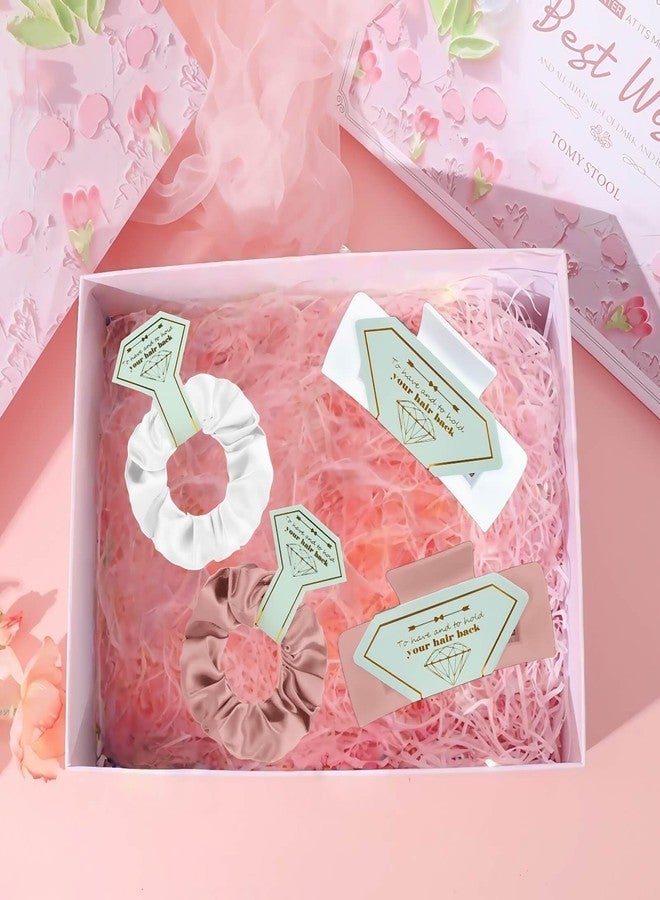 Featch Bridesmaid Proposal Gifts 12pcs Hair Claw Clips & 12pcs Satin Hair Ties Scrunchies Bachelorette Party Bridal Shower Present Good ideas Gift for Wedding Party Favors White&Dusty Rose - Image 4